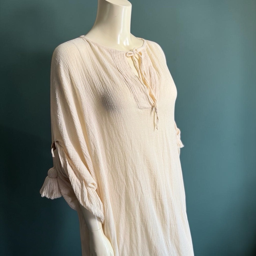 Suiteveintiuno Ensamble Jaretas Kaftan Tulum Boho Crinkle Gauze Old Money - Picture 12 of 15